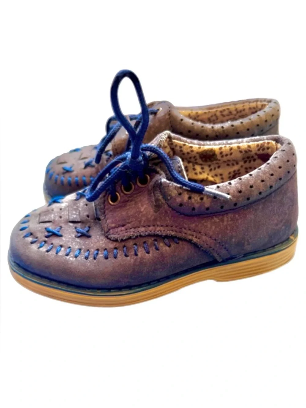 Stylish Kids Shoes in Blue Suede Leather size 6.5-7 us